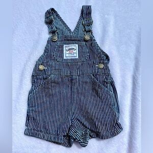 Liberty baby overalls cotton denim blue white stripes 18m 18 months conductor